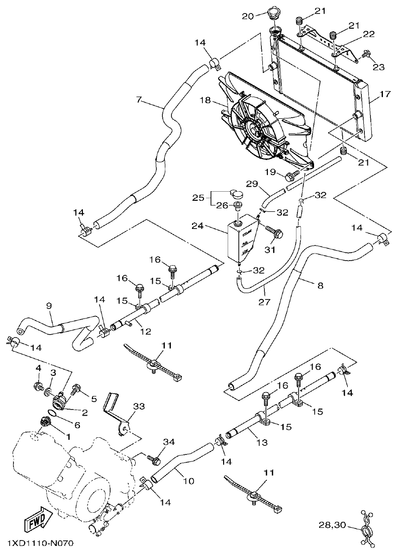 Yamaha VIKING1XP9_2014 RADIATOR & HOSE parts diagram